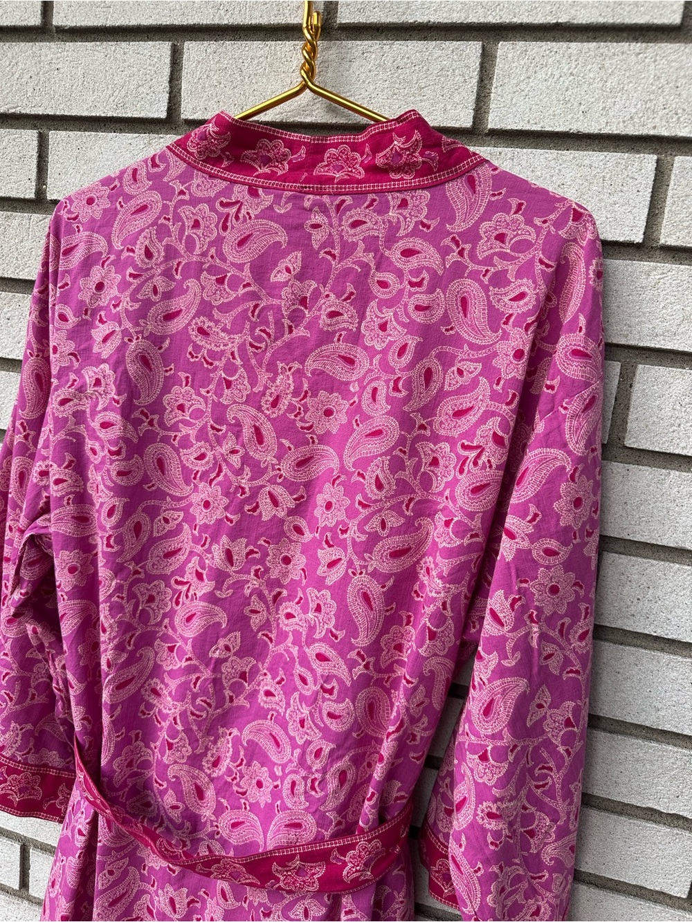 Knox Rose Paisley Kimono Robe Pink Cotton Rayon Tie Belt NWT M/L Lounge - Picture 8 of 12